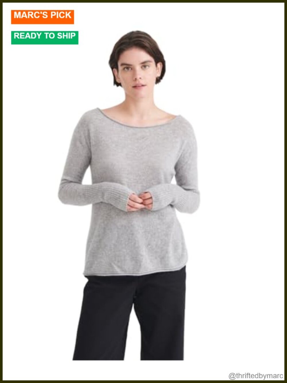 100% Cashmere Boatneck Sweater Relaxed Fit Pullover